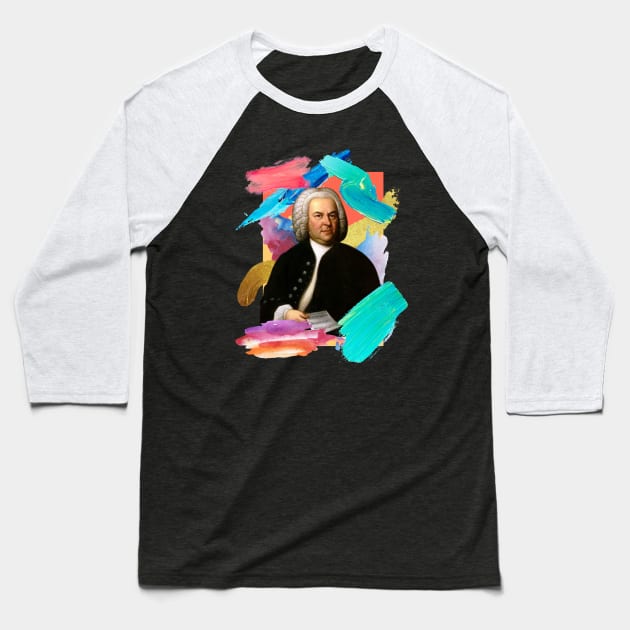 Bach Brushstroke Baseball T-Shirt by ClassicalMusicians